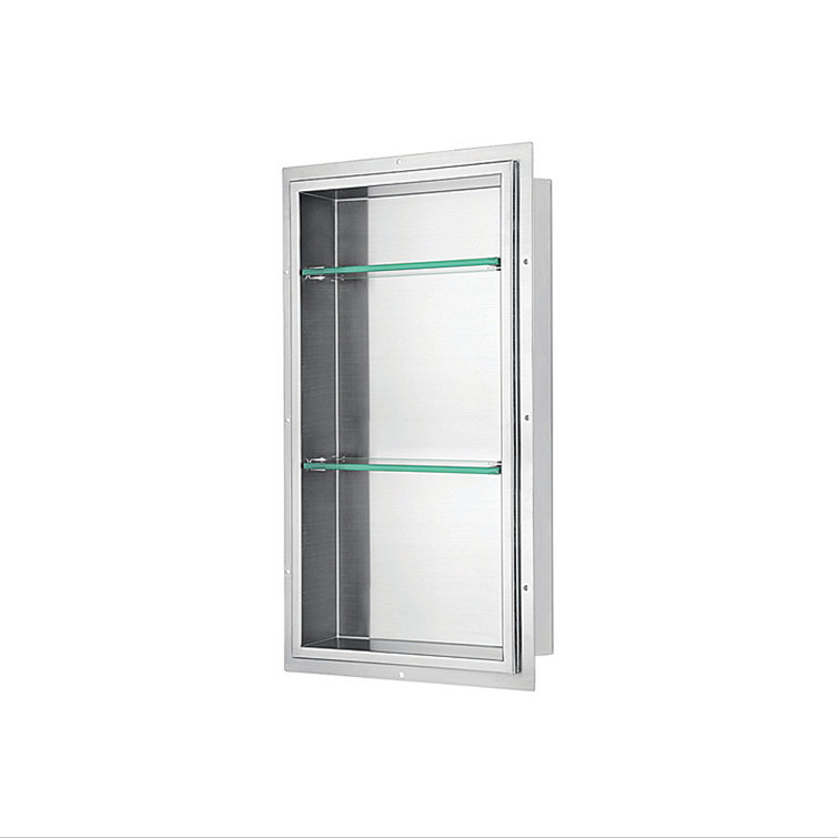 Stainless Steel Shower Niche with Glass Shelves 36x14
