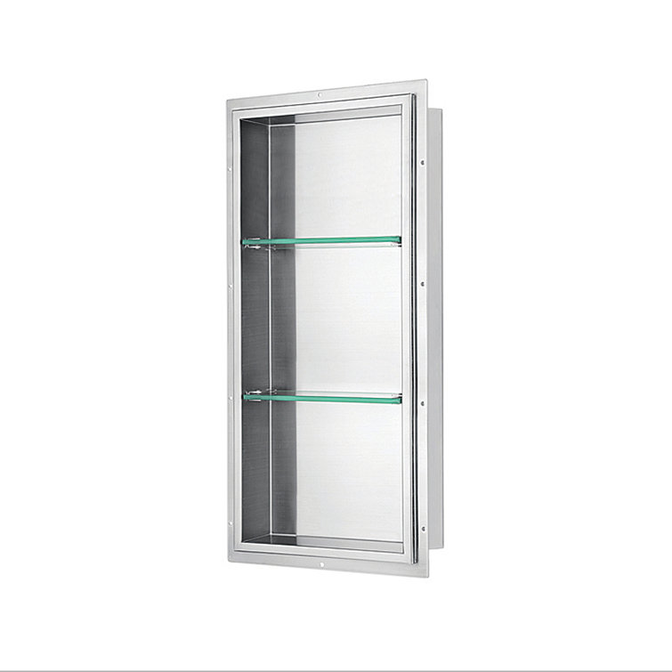 Stainless Steel Shower Niche with Glass Shelves