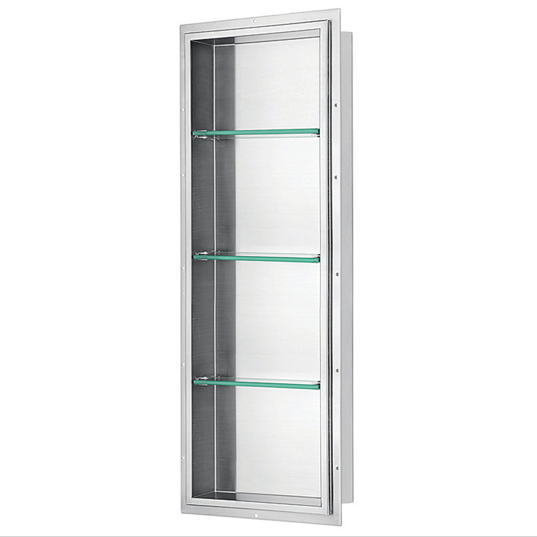 Stainless Steel 59" x 14" Shower Niche with Glass Shelves