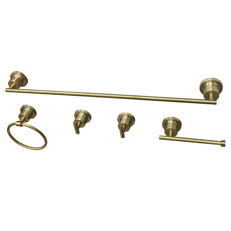 Brushed Brass 5-Piece Bathroom Hardware Set