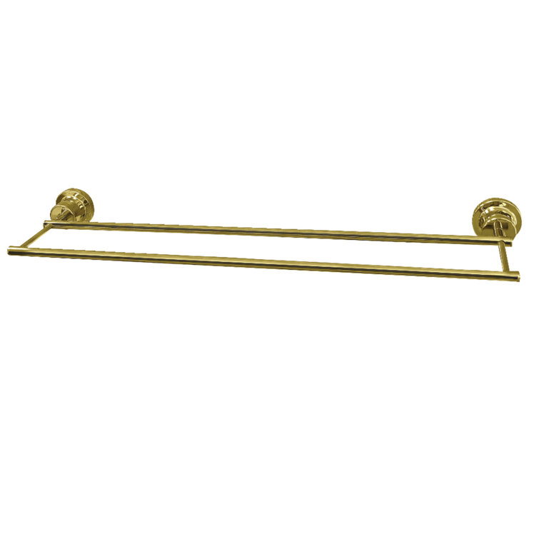 Polished Brass 30-Inch Dual Wall Mounted Towel Bar