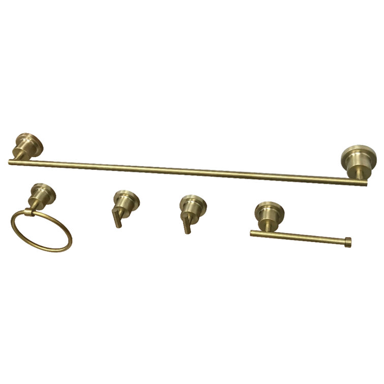 Brushed Brass 5-Piece Bathroom Hardware Set