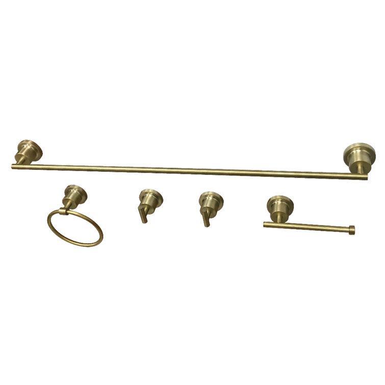 Brushed Brass 5-Piece Bathroom Hardware Set