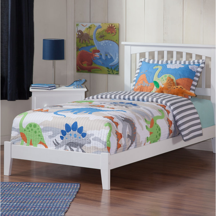 Walnut Twin Mission Wood Bed Frame with Headboard