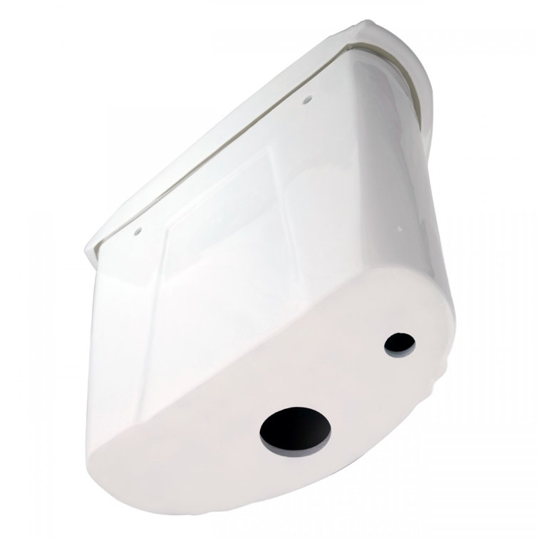 Victorian White Porcelain Elongated High Tank Toilet with Brass PVD Pipes
