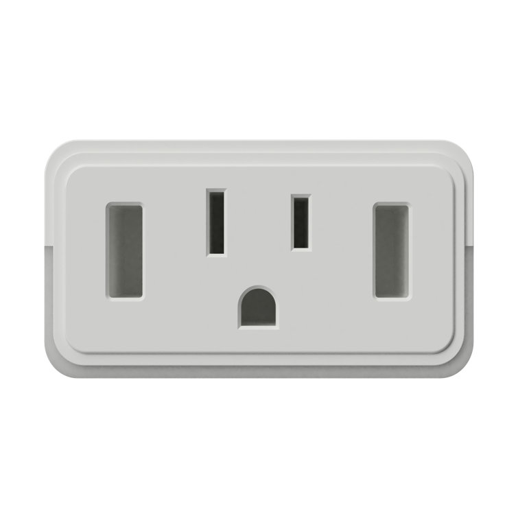 White Compact Dual USB Outlet with LED Night Light