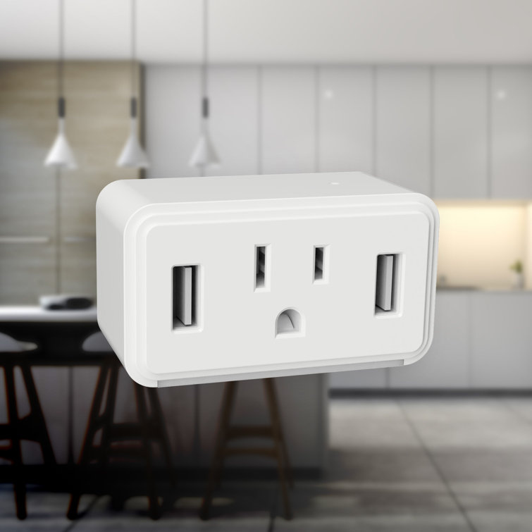 White Compact Dual USB Outlet with LED Night Light