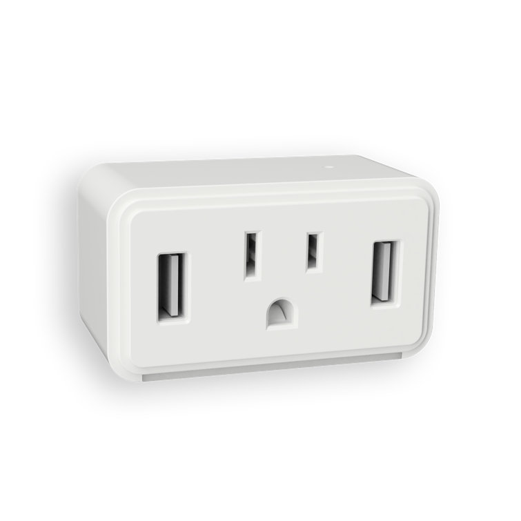 White Compact Dual USB Outlet with LED Night Light