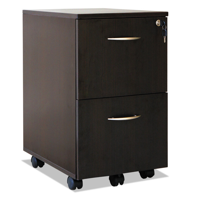 Espresso 2-Drawer Lockable Mobile Filing Cabinet