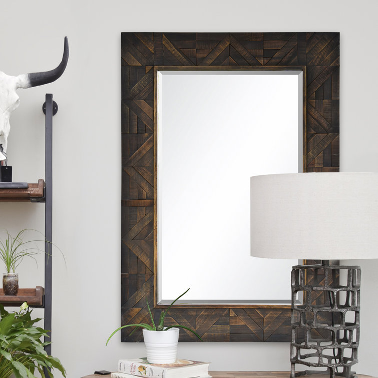 Madden Dark Brown Wood Rectangular Wall Mirror