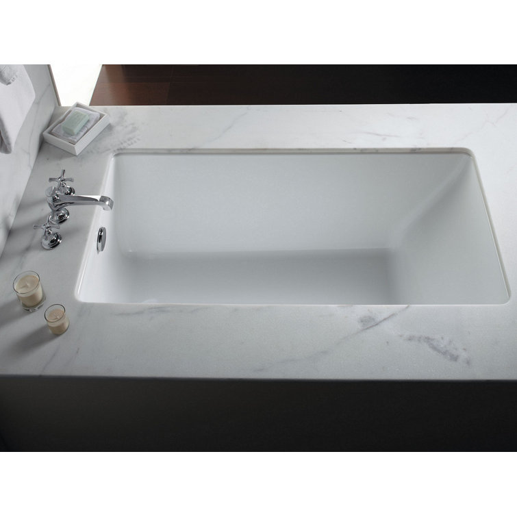 White Acrylic Small Rectangular Drop-In Bathtub