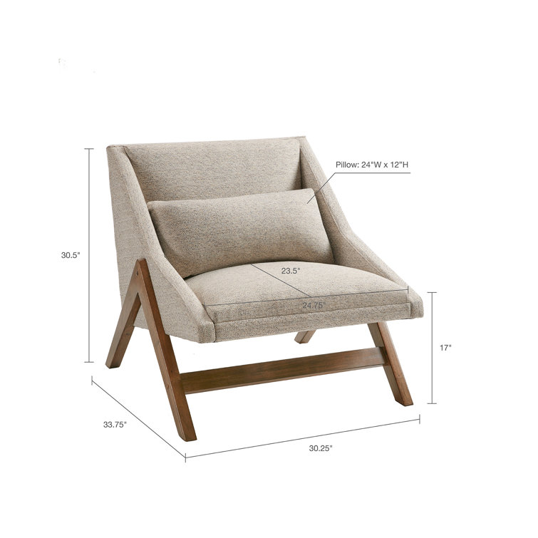 Boomerang Brown Rubber Wood Accent Chair with Mustard Fabric