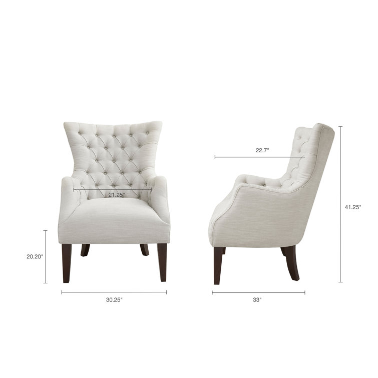Ivory Elegance Tufted Wingback Accent Chair with Tapered Legs