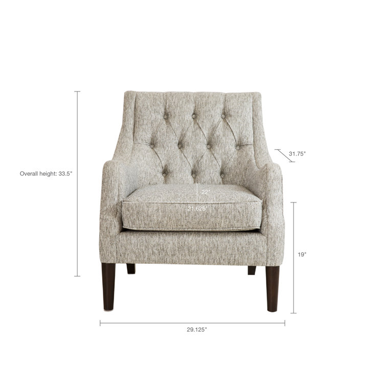 Elegant Gray Handcrafted Wood Accent Chair with Button Tufted Back