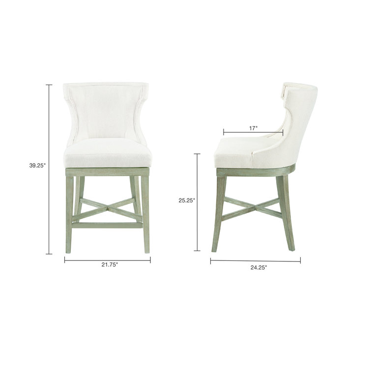 Trentin Cream Wood Swivel Wingback Counter Stool