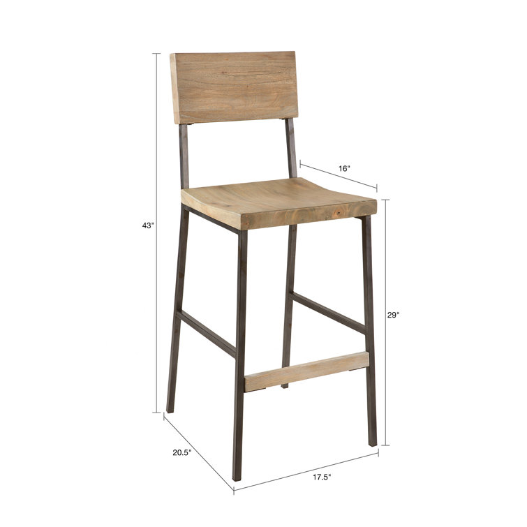 Tacoma 24" Industrial Gray Wood and Matte Black Metal Counter Stool