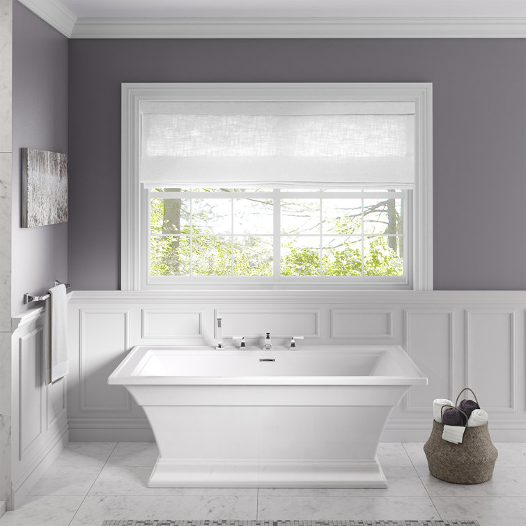 White 36'' Freestanding Acrylic Soaking Bathtub
