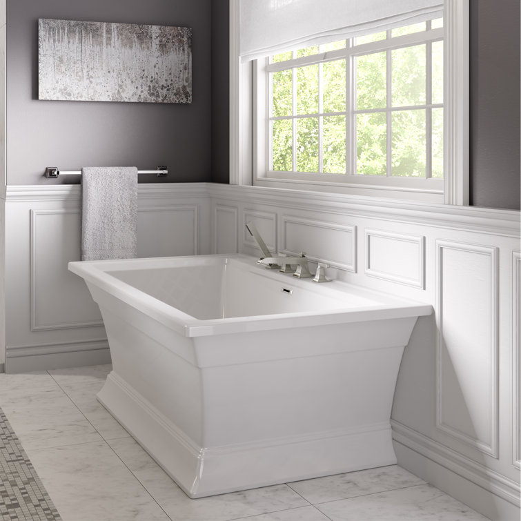 White 36'' Freestanding Acrylic Soaking Bathtub