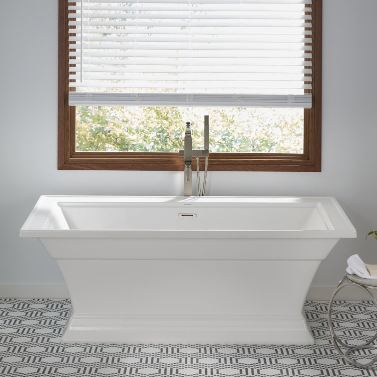 White 36'' Freestanding Acrylic Soaking Bathtub