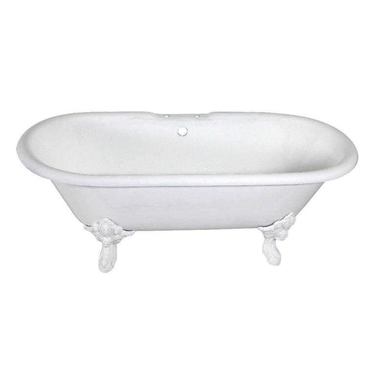 Aqua Eden 72-Inch White Cast Iron Double Ended Clawfoot Tub