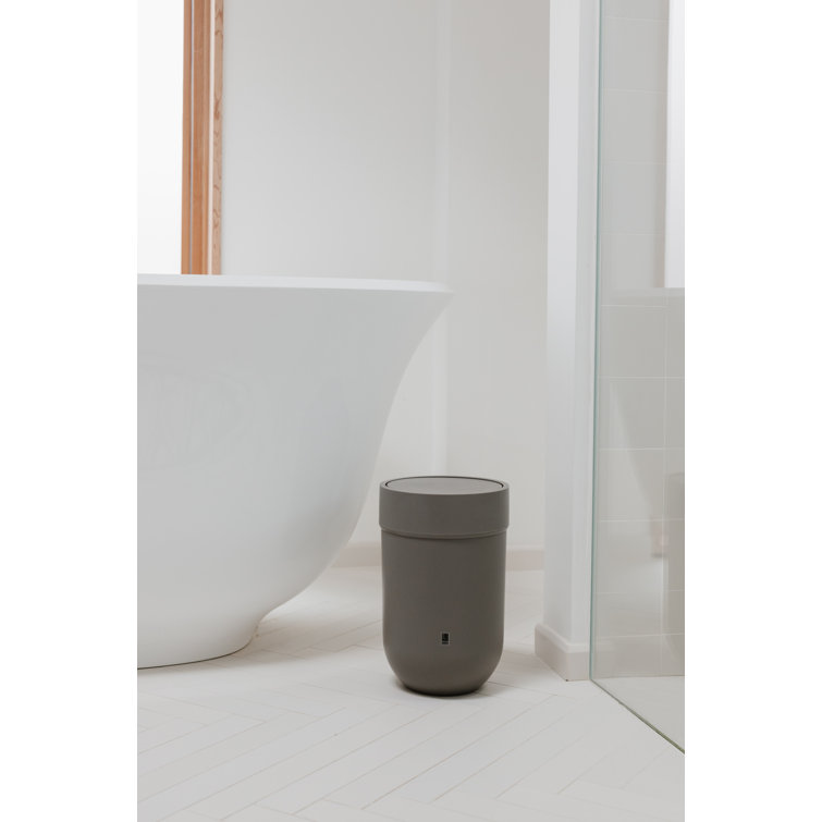 Sleek Touch 1.6 Gallon Gray Plastic Waste Bin with Swing Lid