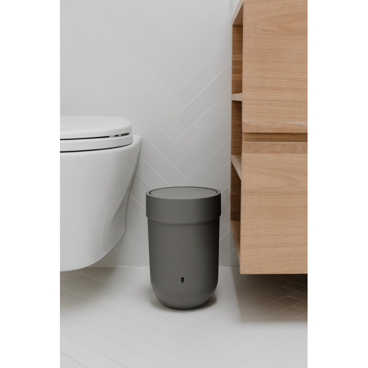 Sleek Touch 1.6 Gallon Gray Plastic Waste Bin with Swing Lid