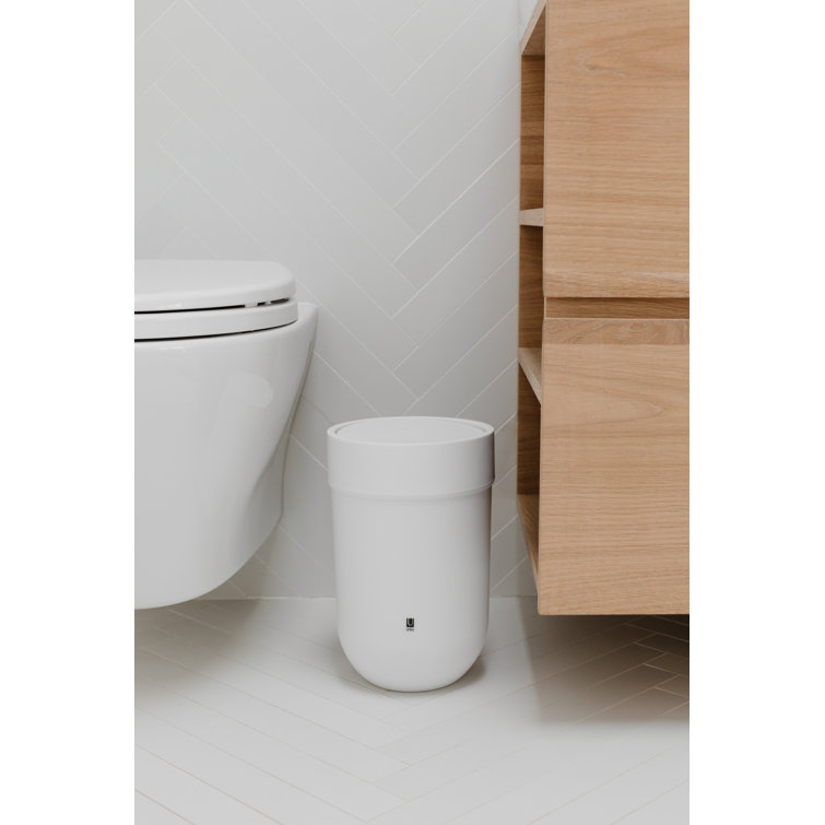 Sleek 1.6 Gallon White Plastic Swing-Top Waste Bin