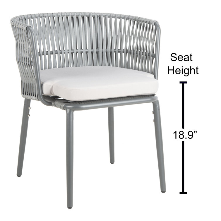Gray Rope and Aluminum Outdoor Dining Chair with Cushions