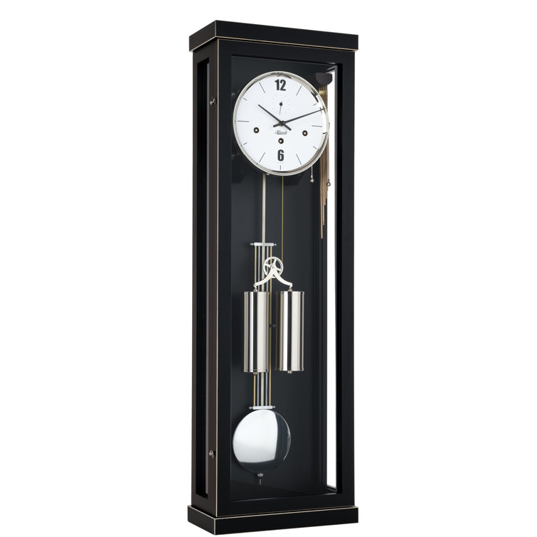 Hermle Black Forest Nickel-Plated Wall Clock with Glass Panels
