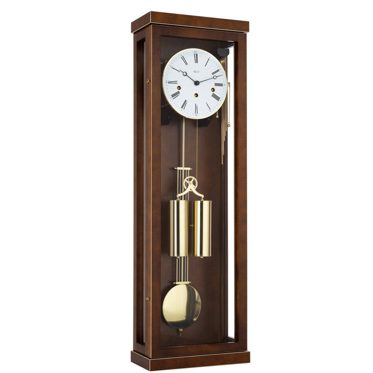 Walnut Brown Rectangular Regulator Pendulum Wall Clock
