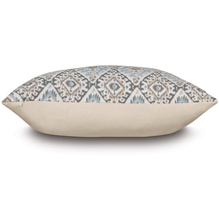 Blue and Gray Ikat Cotton Throw Pillow