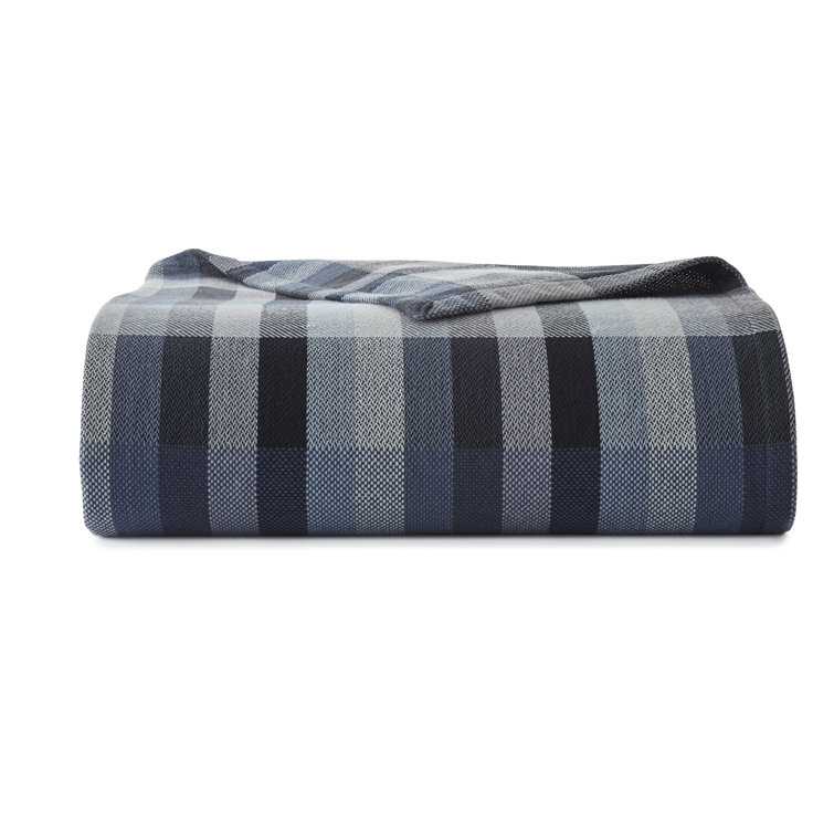 Windsor Stripe Blue Cotton Full/Queen Blanket
