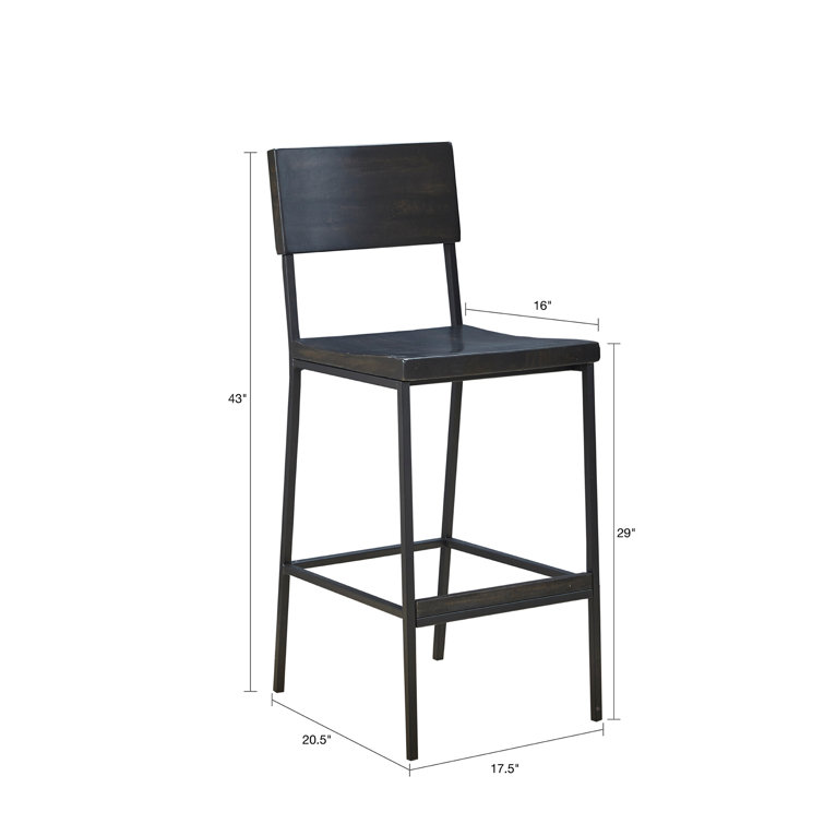 Tacoma 24.8" Black Wood and Metal Counter Stool
