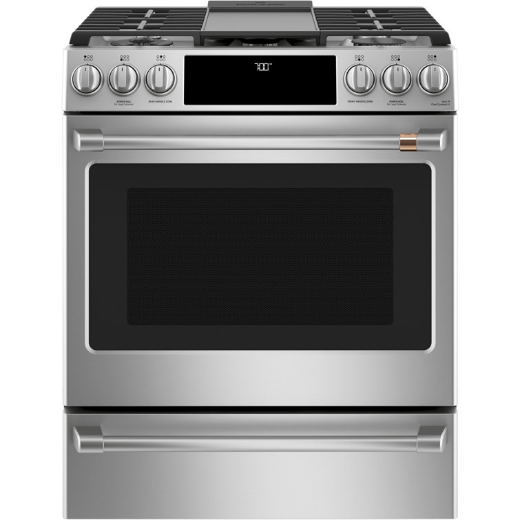 Stainless Steel 30" Smart Convection Gas Range with Griddle