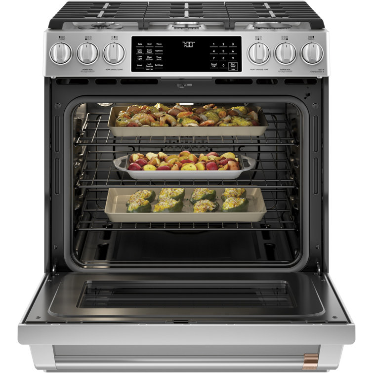 Stainless Steel 30" Smart Convection Gas Range with Griddle