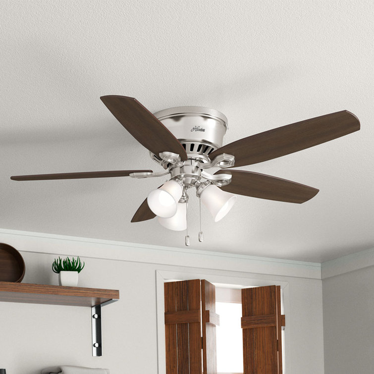 52" Brushed Nickel Low Profile Ceiling Fan with Lights