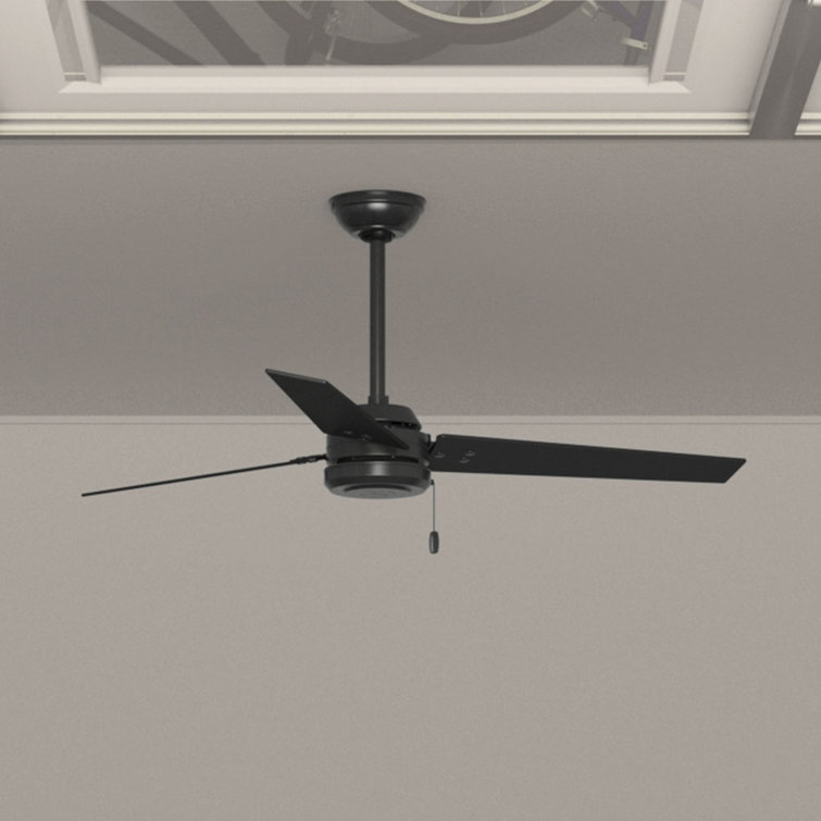 Matte Black 52" Outdoor Ceiling Fan with Reversible Blades