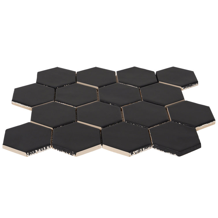 Milton Black Matte Ceramic Hexagonal Mosaic Tile