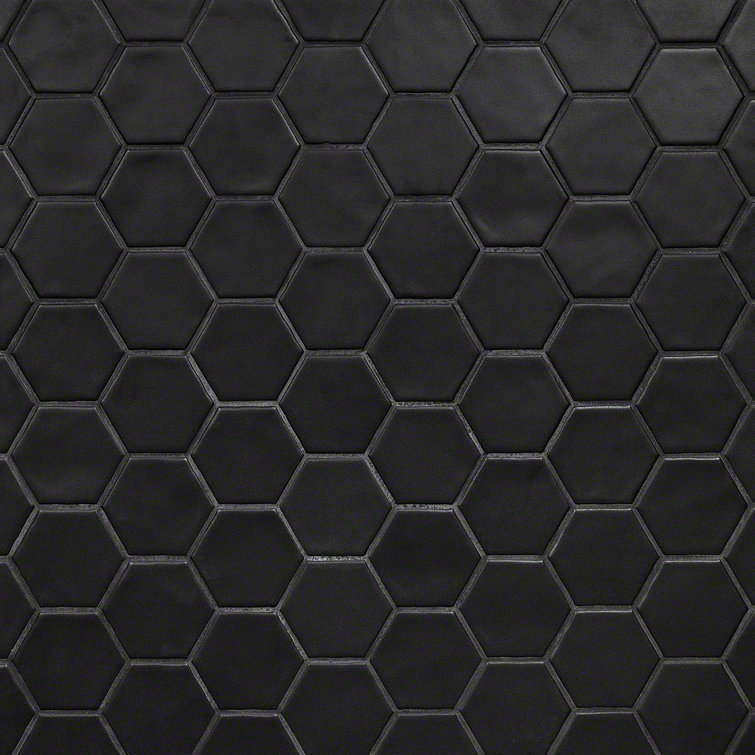 Milton Black Matte Ceramic Hexagonal Mosaic Tile