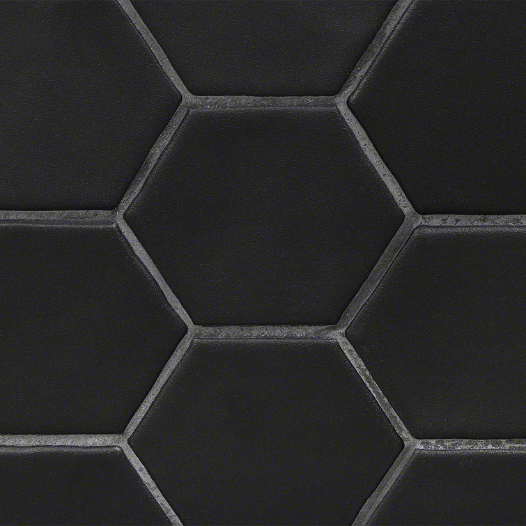 Milton Black Matte Ceramic Hexagonal Mosaic Tile