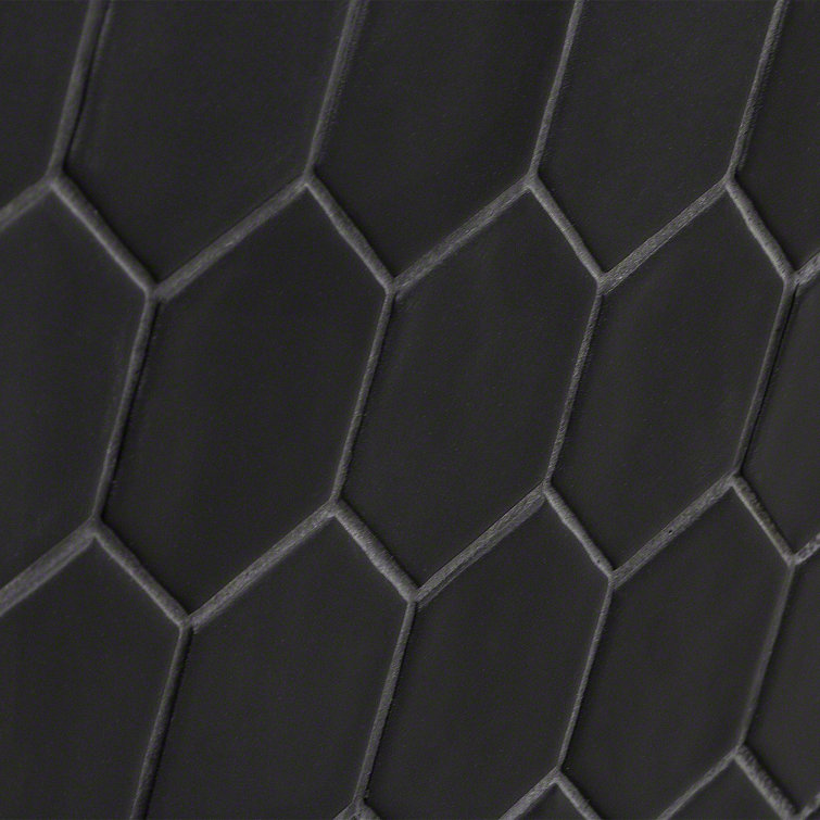 Milton Black Matte Ceramic Hexagonal Mosaic Tile