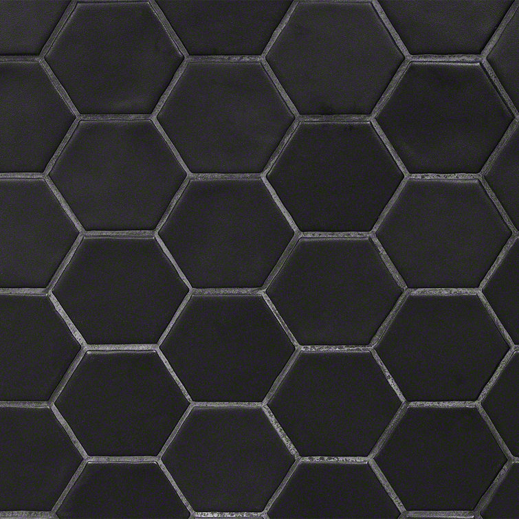 Milton Black Matte Ceramic Hexagonal Mosaic Tile