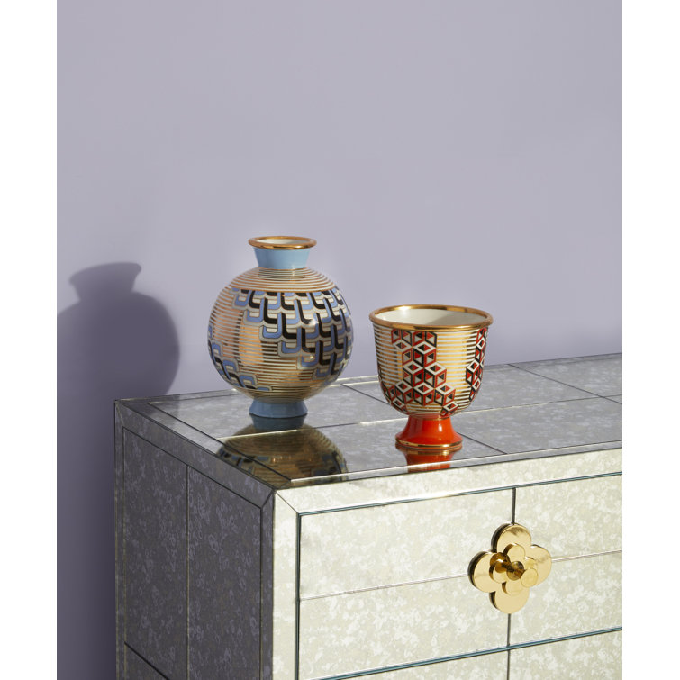 Gold and Blue Porcelain Decorative Table Vase