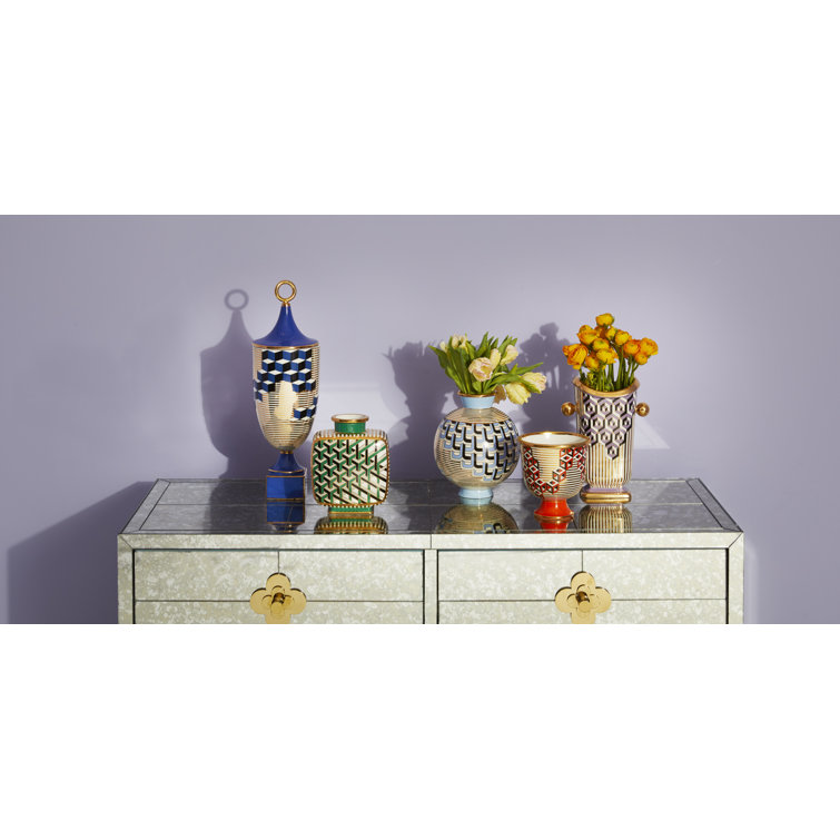 Gold and Blue Porcelain Decorative Table Vase