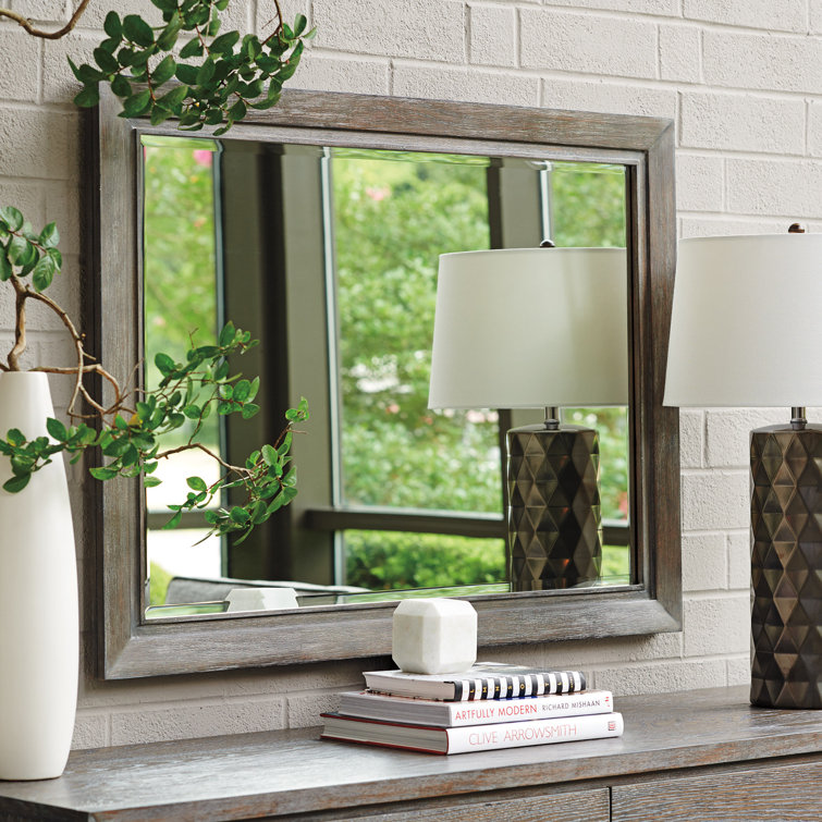 Gray and Brown Oak Transitional Rectangular Mirror
