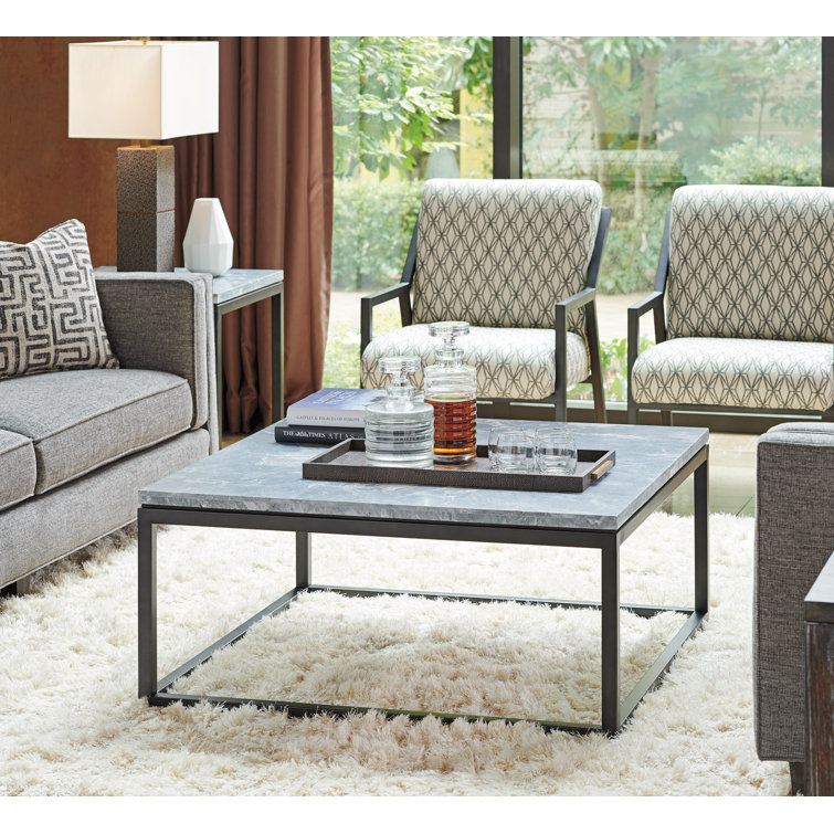 Santana 40'' Gray Wood and Marble Square Cocktail Table