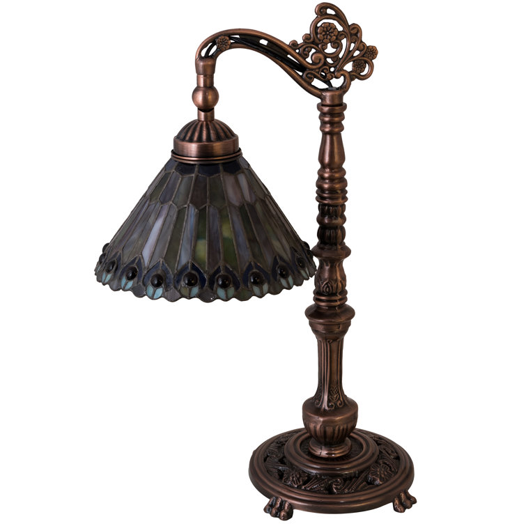 19" Mahogany Bronze Stained Glass Table Lamp