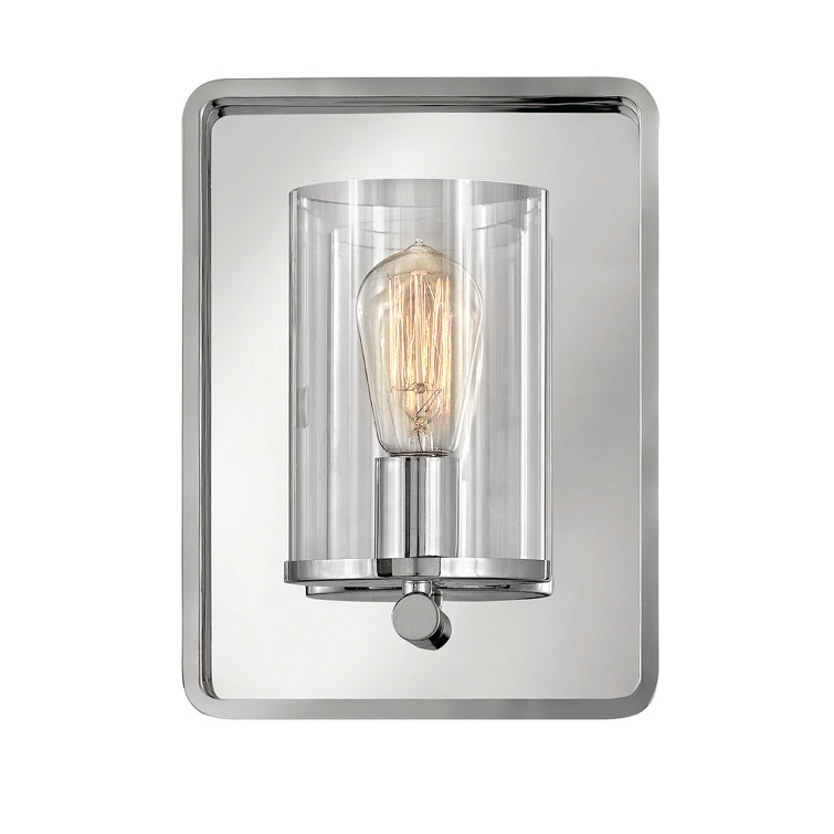 Eton Dark Walnut and Polished Nickel Modern Cylinder Sconce