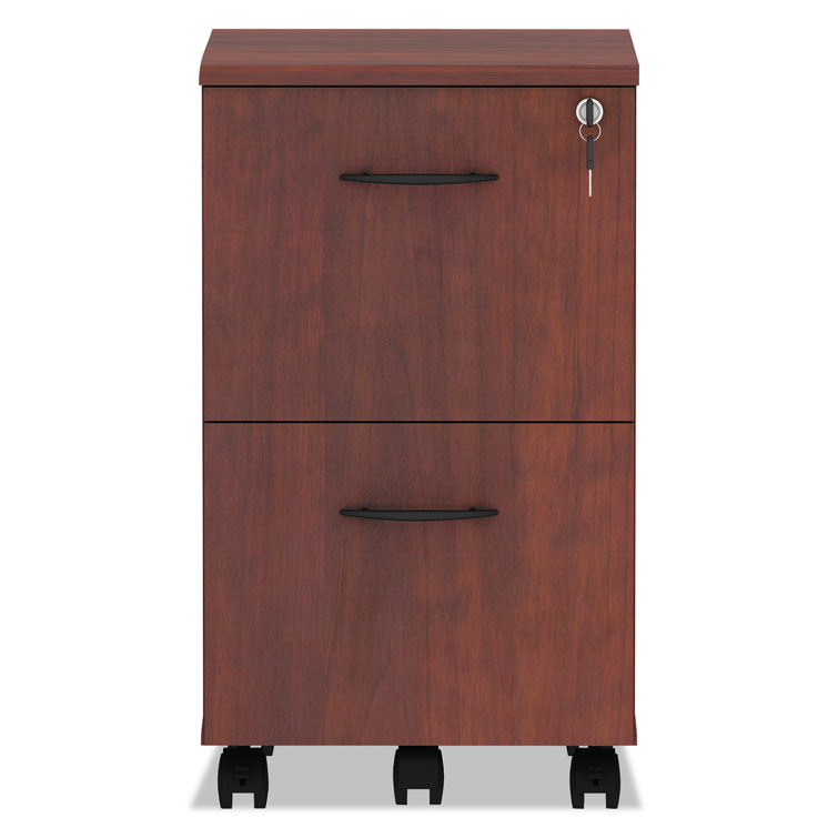 Medium Cherry 2-Drawer Lockable Mobile Pedestal File Cabinet