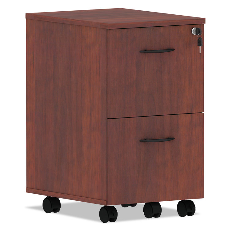 Medium Cherry 2-Drawer Lockable Mobile Pedestal File Cabinet